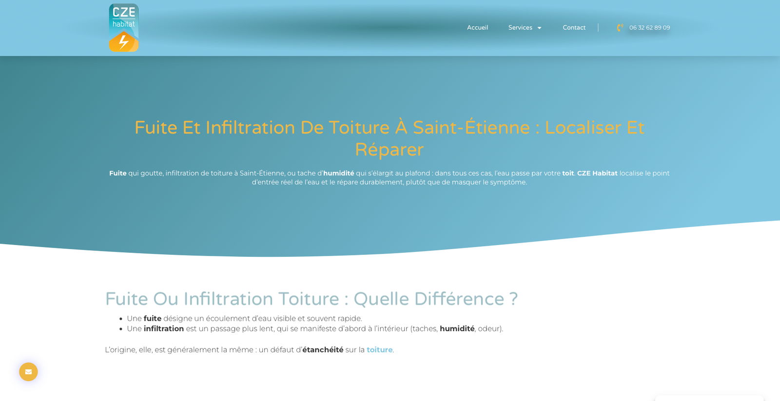 Fuite et infiltration de toiture Saint Etienne